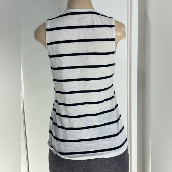 Whisper Cotton V-Neck Pocket Tank in Creston Stripe Size Small - Picture 3 of 5